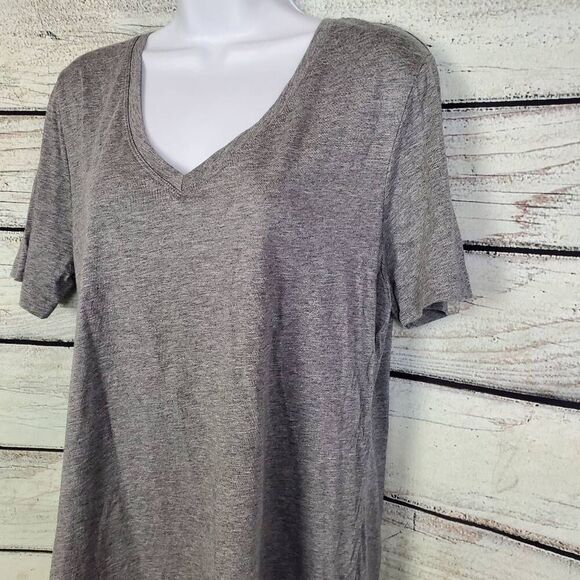 Eddie Bauer Women’s L Gray Short Sleeve V-Neck Casual Tee Cotton Modal Blend - Picture 3 of 7